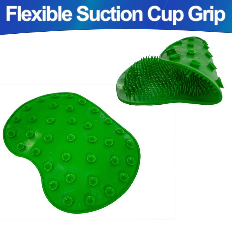 Shower Back Scrubber & Foot Cleaner - Silicone Bath Brush for Exfoliating Feet & Back, Non-Slip Massage Pad with Soft Bristles