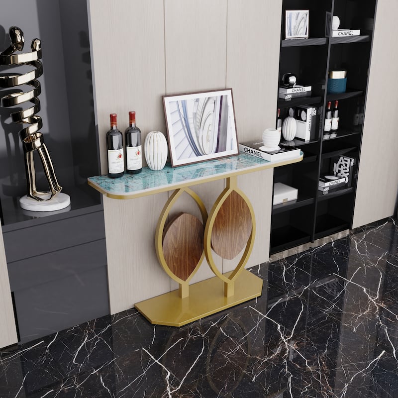 Modern Glossy Artifical Marble Console Table