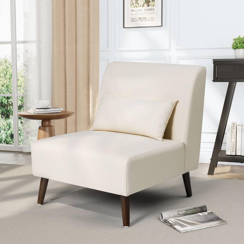 Accent Chair Upholstered Sofa Chair PU Faux Leather Wood Frame with Pillow - 28.74" W x 30.71" D x 31.50" H