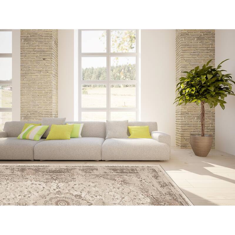 La Dole Rugs Brown Beige Cream Traditional Flat Pile Area Rug Carpet