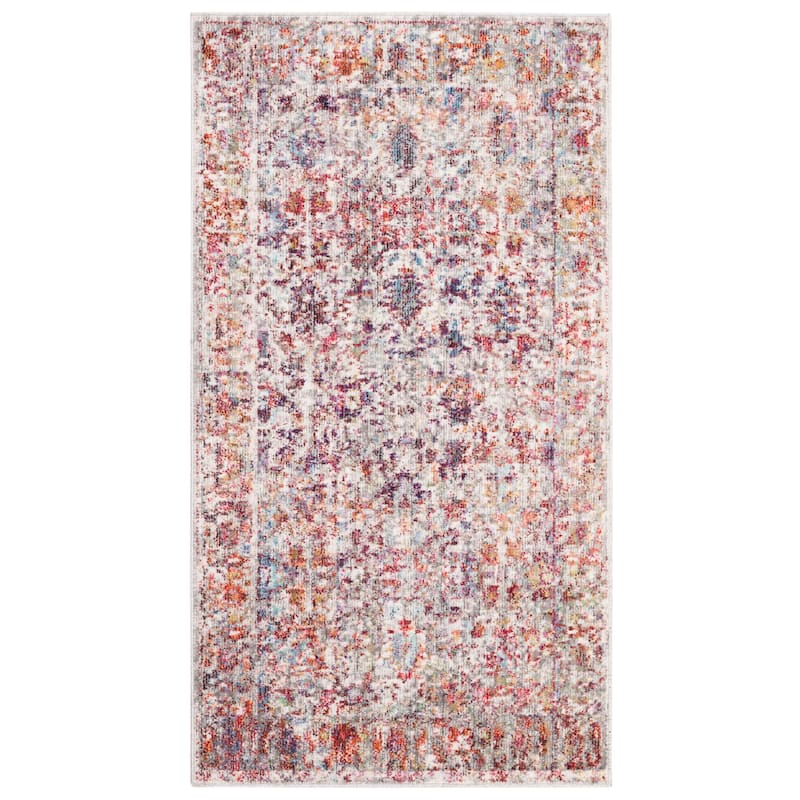 SAFAVIEH Valencia Vintage Milosava Oriental Polyester Rug - 2'3" x 4' - Grey/Red