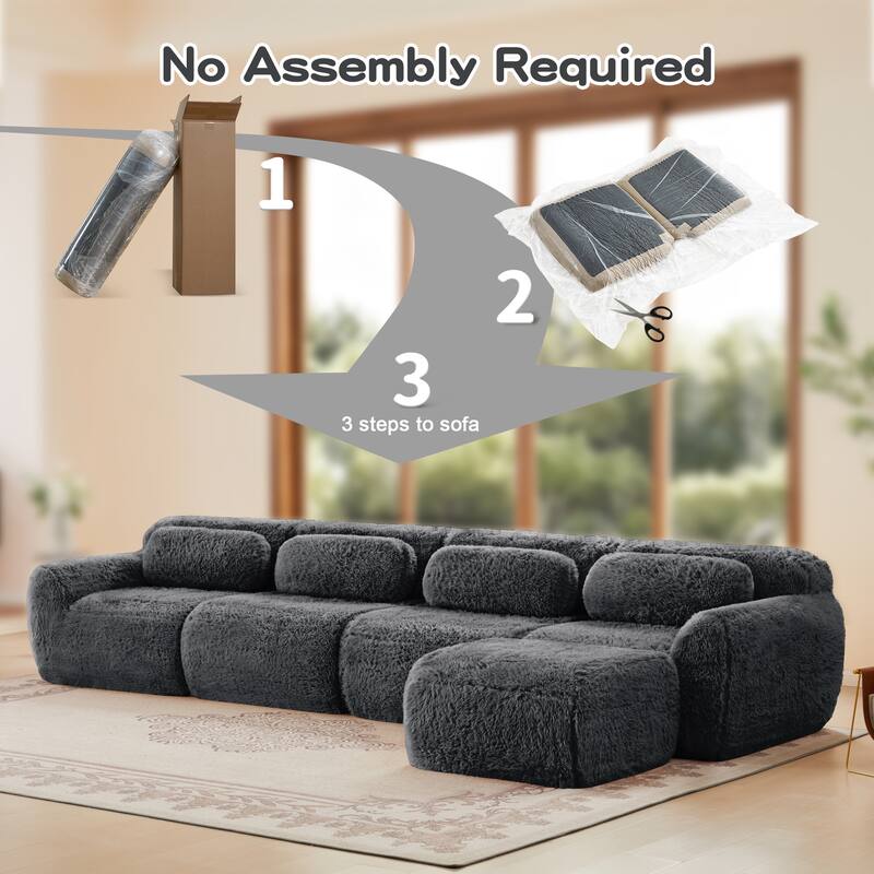 148.8 Inch Modular Couch with Ottoman, Comfy Couches, L Shaped 4 Seat Sofa, Modern Sectional Couches for Living Room
