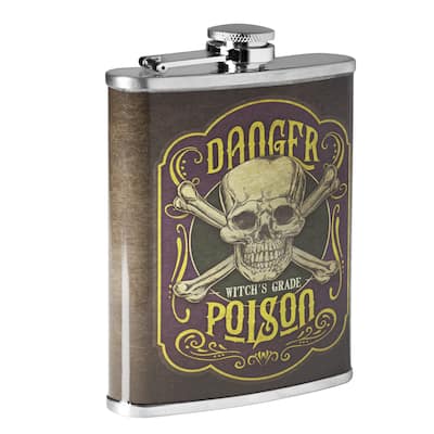 Danger Witch's Grade Poison Stainless Steel 8 oz Liquor Flask