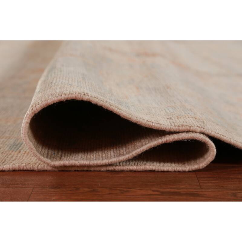 Hand Knotted Oriental 100% Wool Carpet Transitional All-Over Peach Oushak Area Rug - 12' 2'' X 9' 5''