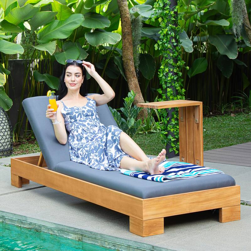 Cambridge Casual Napa Teak Chaise Lounge Chair with Cushion