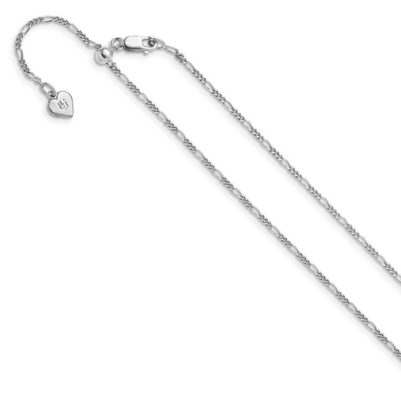 Curata 925 Sterling Silver Adjustable 1.55mm Figaro Chain Necklace