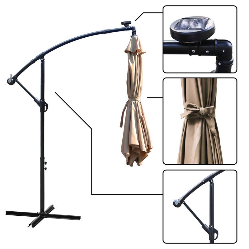 Maypex 10 Feet Solar Offset Outdoor Patio Umbrella
