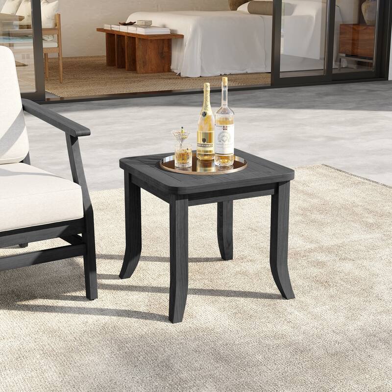 19" W Square Solid Teak Outdoor Side Table