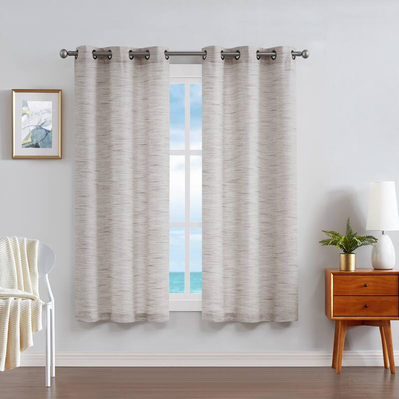 Nautica Julius Light Filtering Textured Grommet Window Curtain Panel Pair - 76" x 63" - Linen