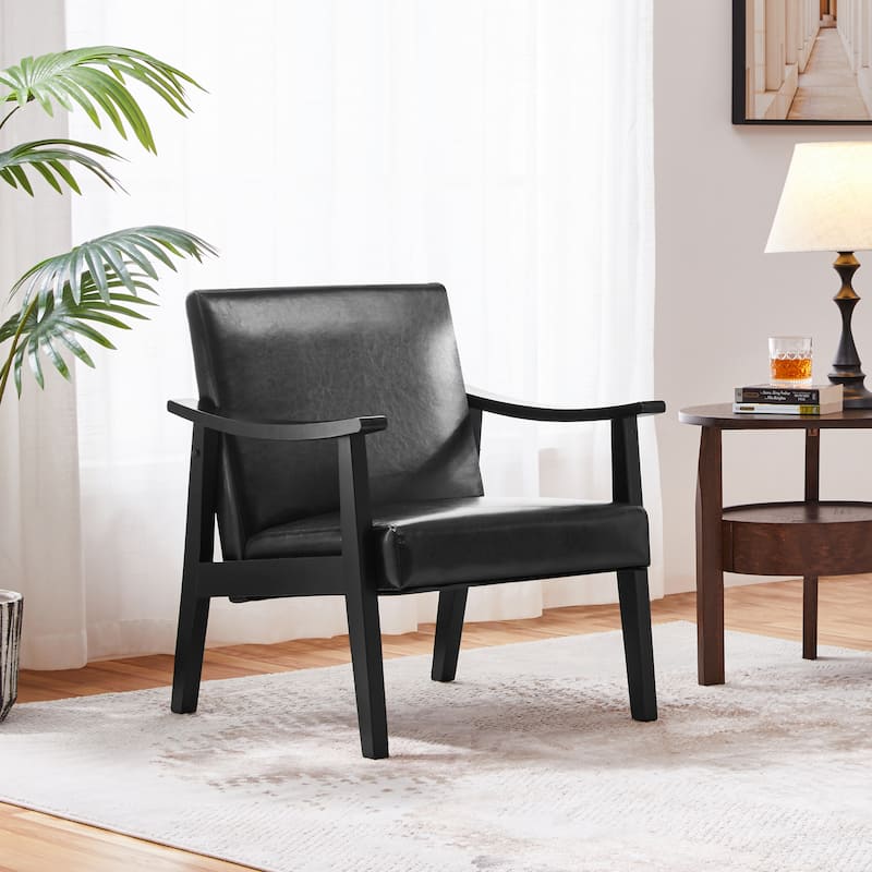 Yaheetech Upholstered Accent Chair Boucle Armchair with Solid Wood Legs - 24.5" L × 28" W × 29" H