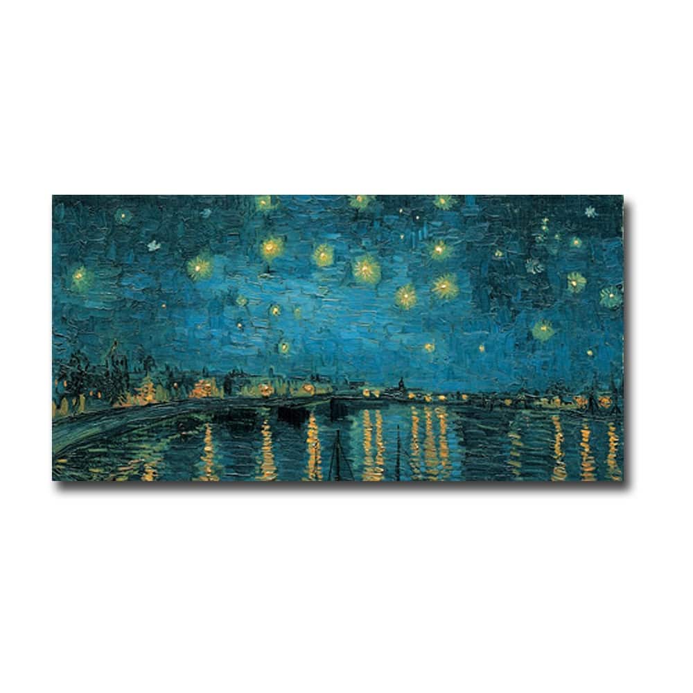 Starlight Over the Rhone (Detail) by Vincent Van Gogh Gallery Wrapped Canvas Giclee Art (18 in x 36 in)