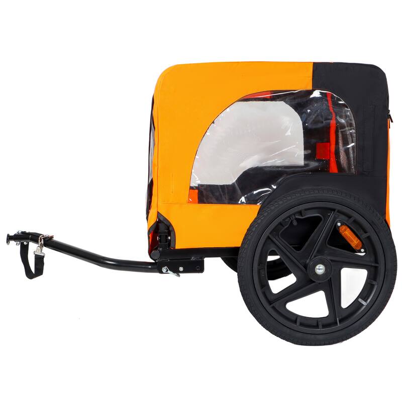 Outdoor Heavy Duty Collapsible Pet Bike Trailer with 16-Inch All-Terrain Wheels & Universal Hitch, Foldable Carrier Cart