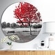 preview thumbnail 8 of 8, Designart 'Red Tree over Park Bench' Large Floral Wall CLock
