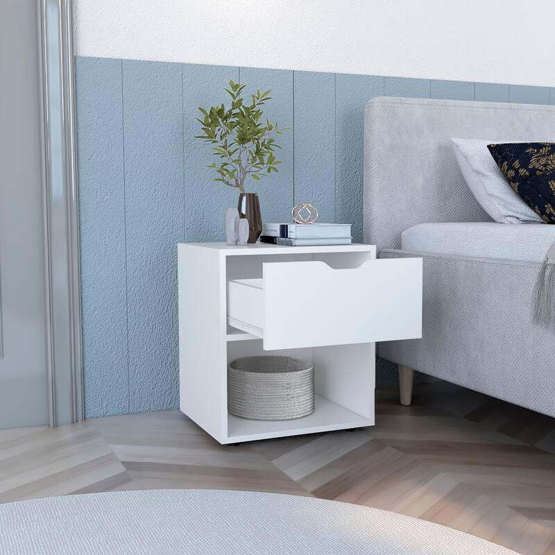 Adak 19.7" High Nightstand End Table with Open Shelf,Black