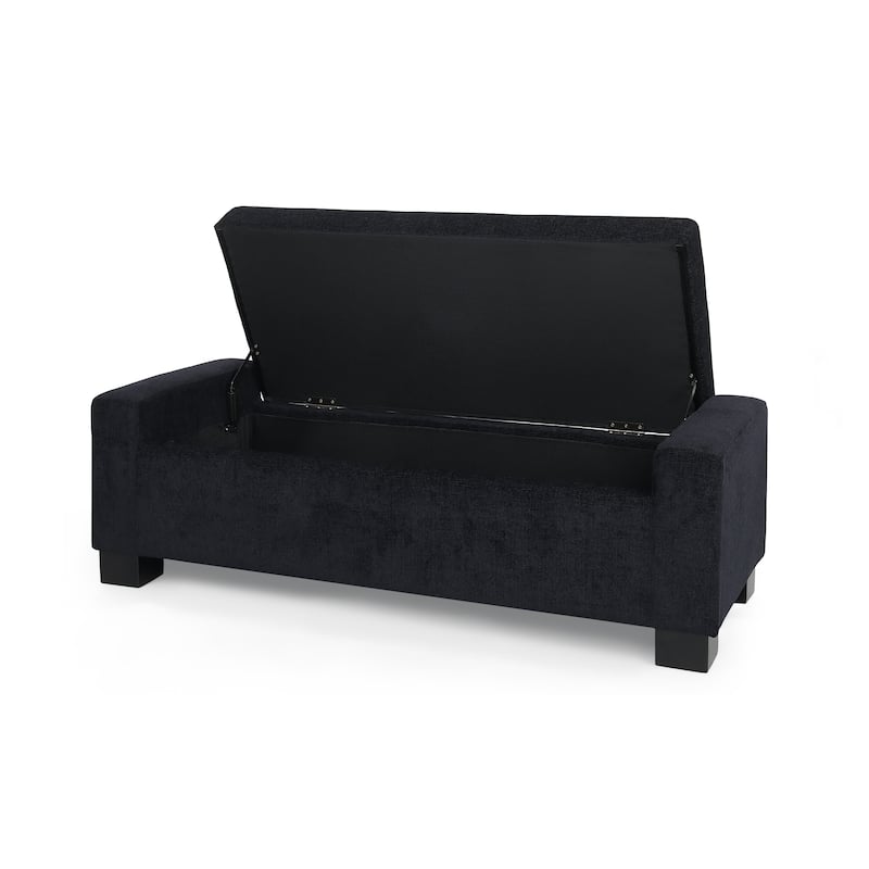 50" Ottoman Bench in Textured Fabric, Rectangular Design with Hinged Lid for Seating, Footrest, and Hidden Storage