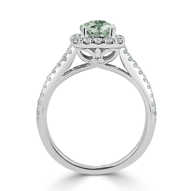 Auriya 1/2ct Cushion-cut Green Amethyst Halo Diamond Engagement Ring 5/8ctw 14k Gold