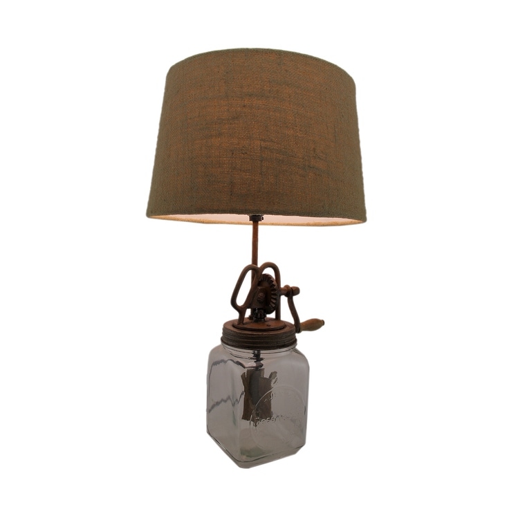 Antique Style Er Churn Gl And Metal Table Lamp Country Er Churn Gl And Metal Table Lamp
