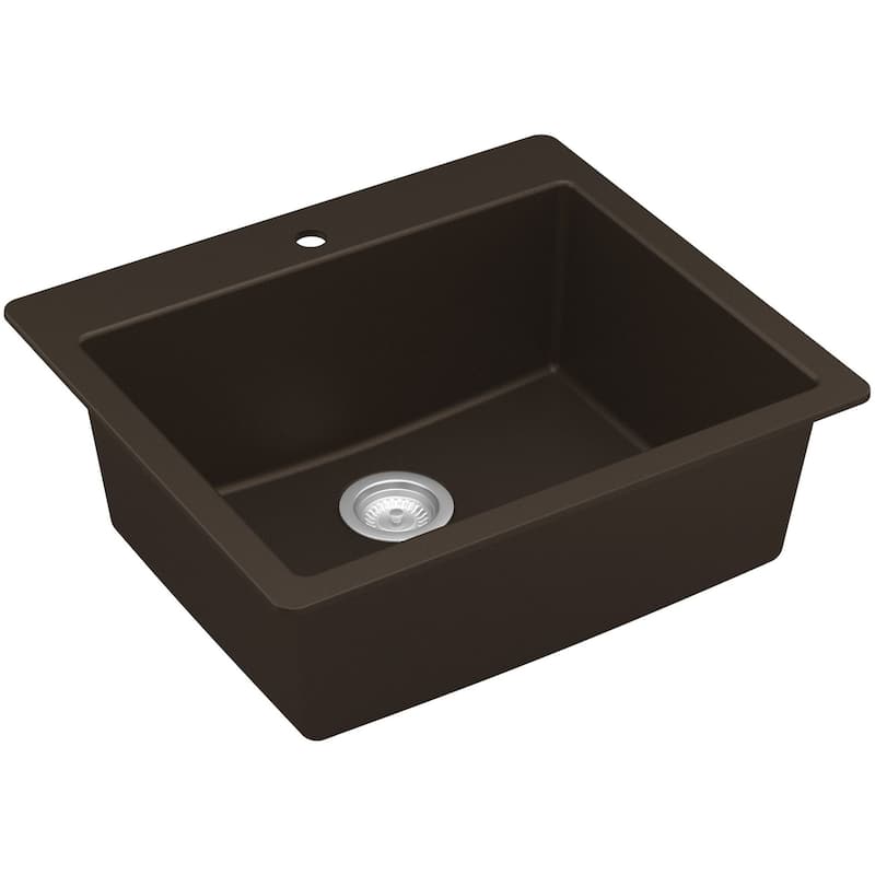 Karran USA QT-820 Top Mount 25" Single Bowl Quartz/Granite Kitchen - Brown