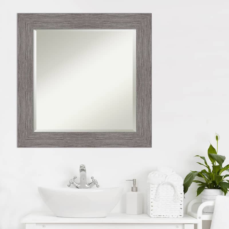 Beveled Bathroom Wall Mirror - Pinstripe Frame