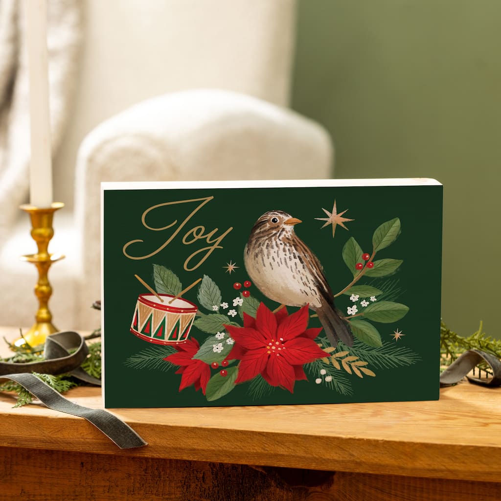 Joy Sign Wood Block - 12"L x 8"H - Multicolor