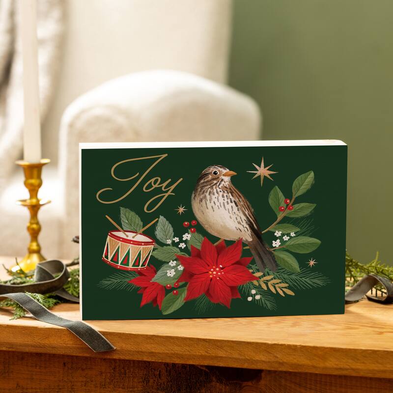 Joy Sign Wood Block - 12"L x 8"H - Multicolor