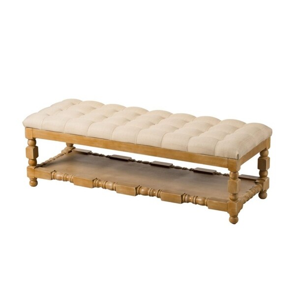 47.5" Brown Vintage Style Traditional Upholstered Rectangular Bench - N/A