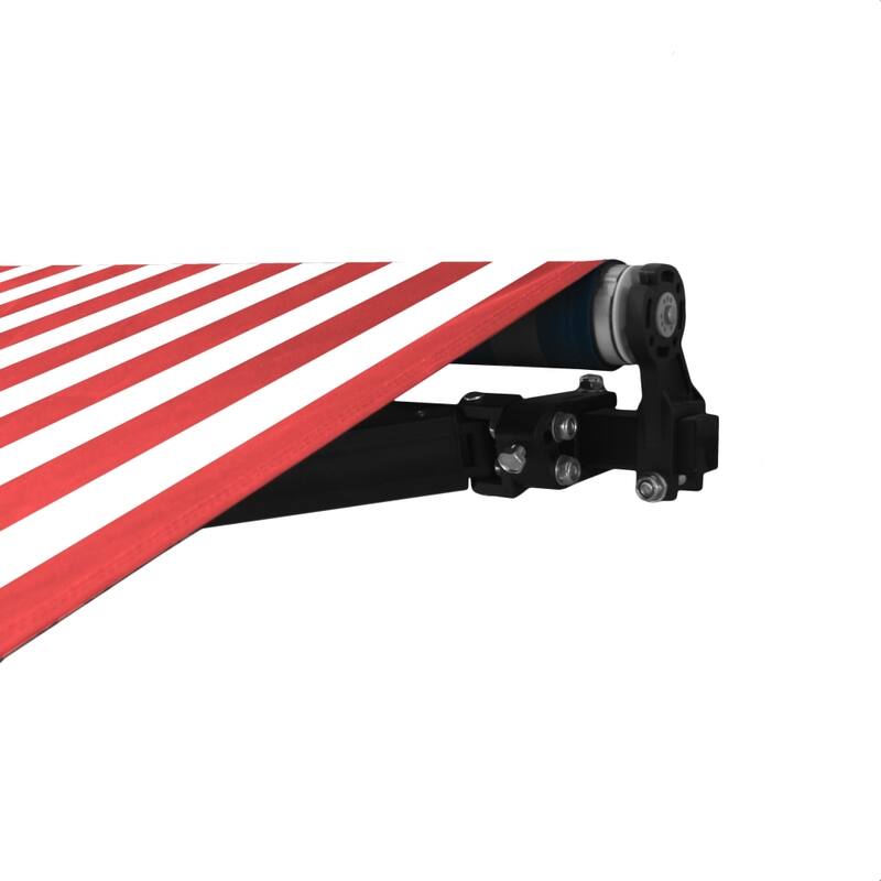 ALEKO Caribbean Motorized Retractable Patio Awning - Black Frame - Red & White Striped - 20 x 10 Feet