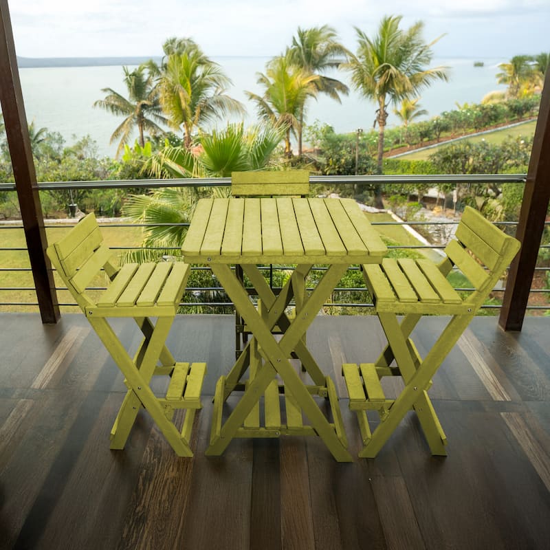 Key West Fully Assembled All-Weather Outdoor Folding Bar Set - 3-piece - Yellow