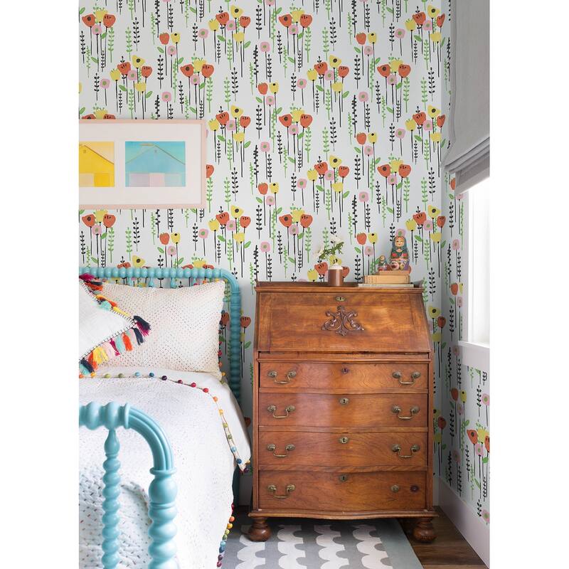 A-Street Prints Mabel Yellow Floral Field Wallpaper