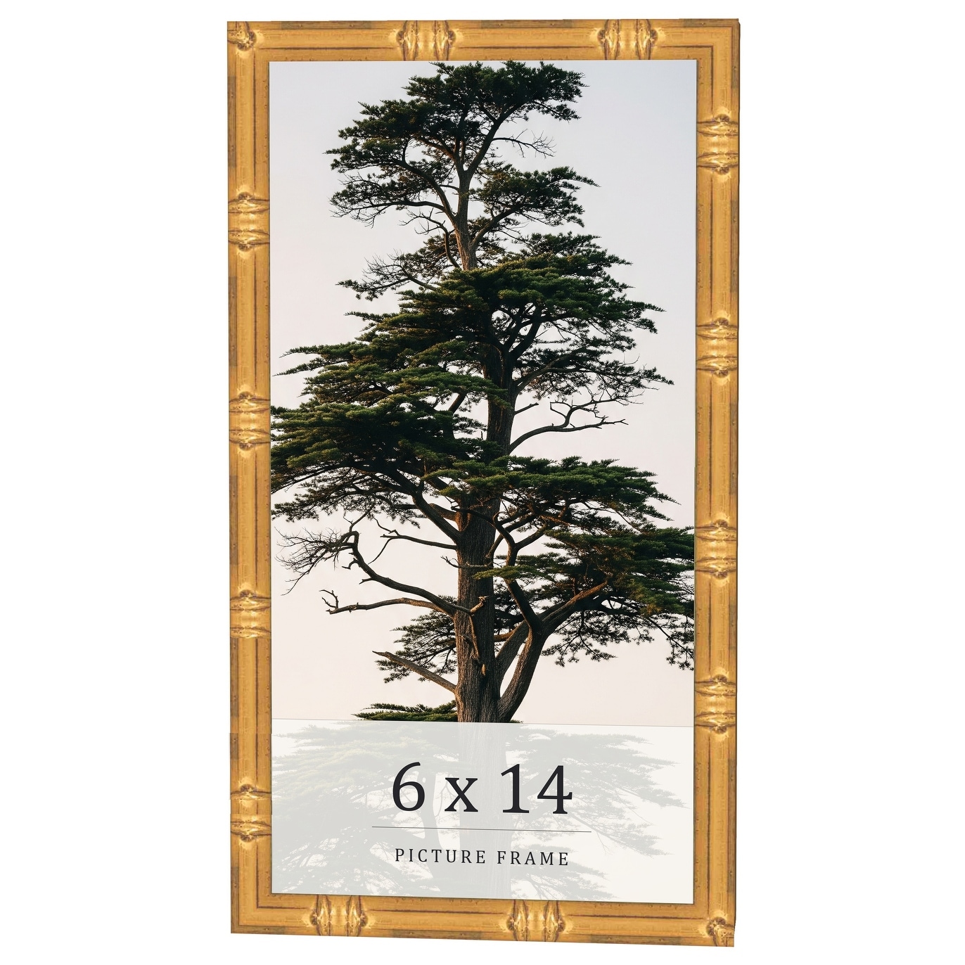 6x14 Frame Gold Bamboo Solid Wood Picture Frame | 1 Inch Moulding