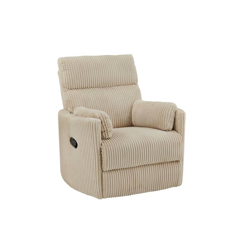 Montclair Plush Corduroy Fabric Manual Swivel Glider Recliner by iNSPIRE Q Classic - Beige