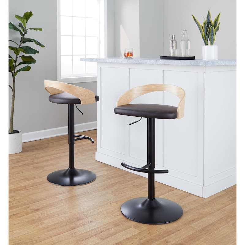 Grotto Adjustable Barstool with Black Base - N/A