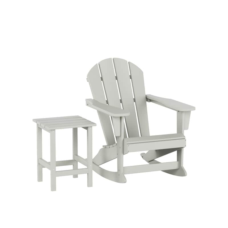 Polytrends Laguna Hdpe All Weather Outdoor Patio Rocking Chair With Side Table (2-Piece Set)