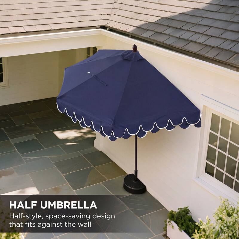 9 ft Market Patio Half Umbrella with Crank, Tilt Button and UV Protection