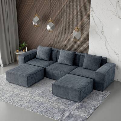 118-inch Gray Modular Sofa Convertible to Bed with Foam, Multifunctional and Comfortable