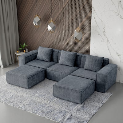 118-inch Gray Modular Sofa Convertible to Bed with Foam, Multifunctional and Comfortable