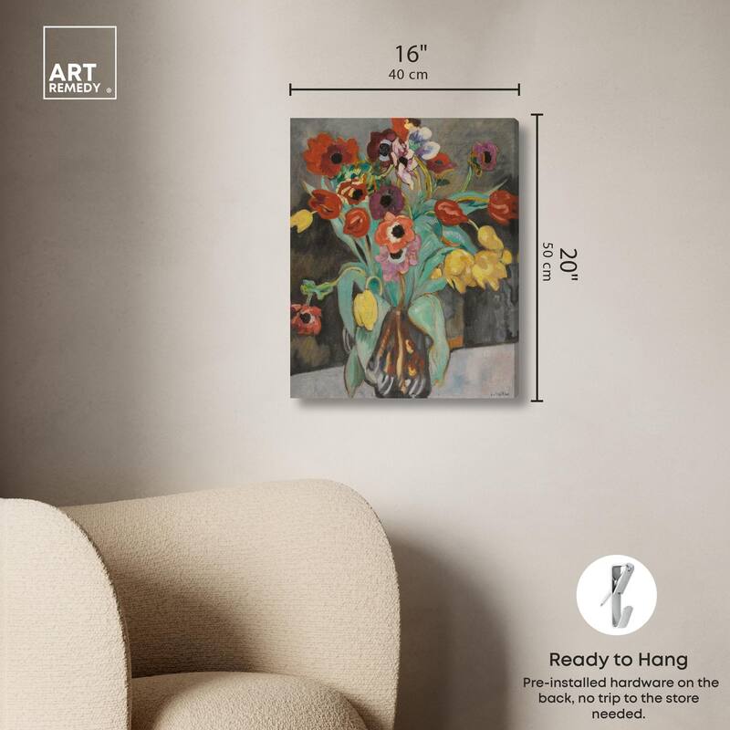 Valtat Anemones Tulipes Canvas by Art Remedy, Gallery Wrapped