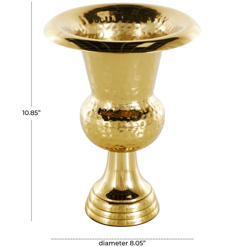 Gold or Silver Aluminum Metal Goblet Inspired Hammered Vase