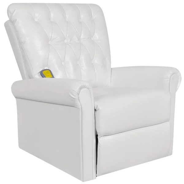 vidaXL White Electric Artificial Leather Recliner Massage Chair