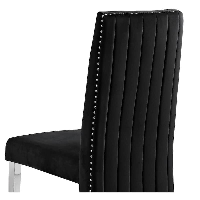 Best Quality Furniture Dining Chair includes Pleated Back, Nailhead-Trimmed, Chrome-Legged Chair (Set of 2)