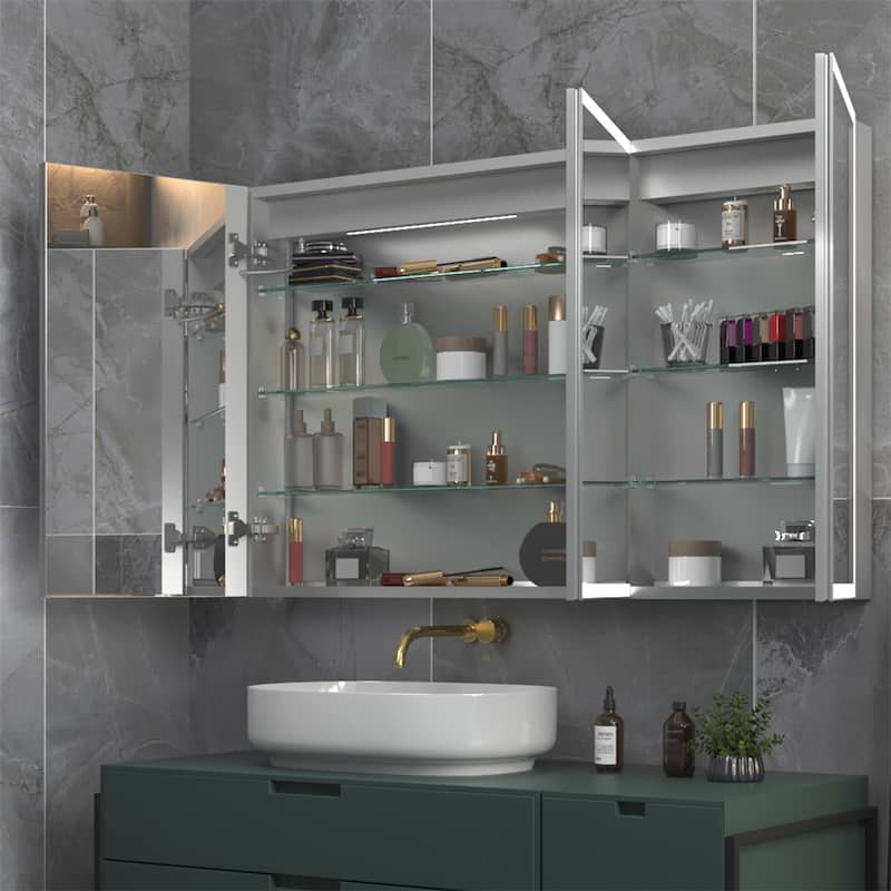 ExBrite Led Lighted Medicine Cabinet Recessed or Surface with Mirrors