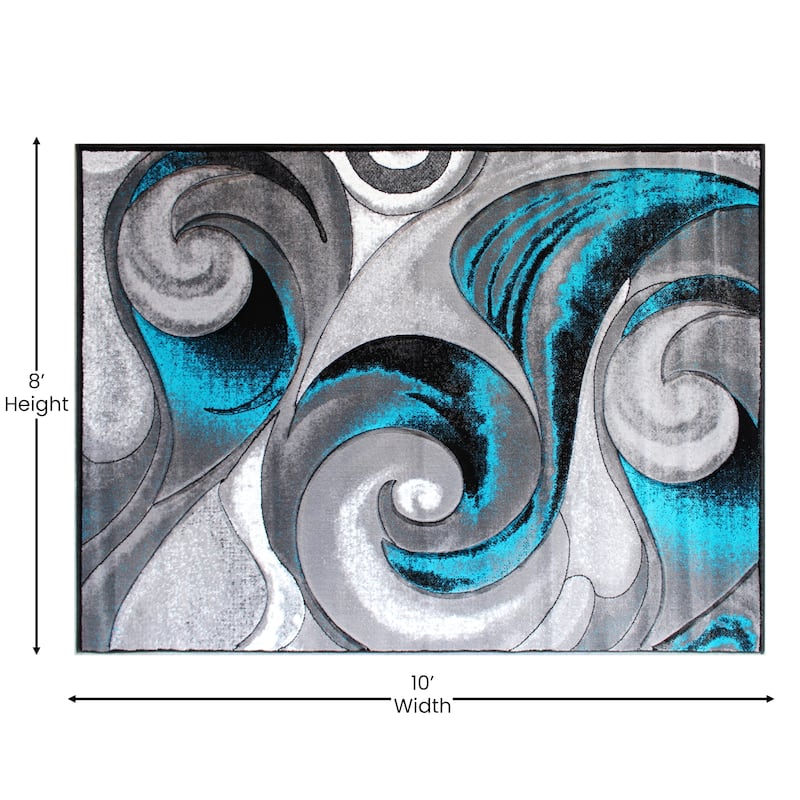 Modern Ocean Wave Design Olefin Indoor Area Rug