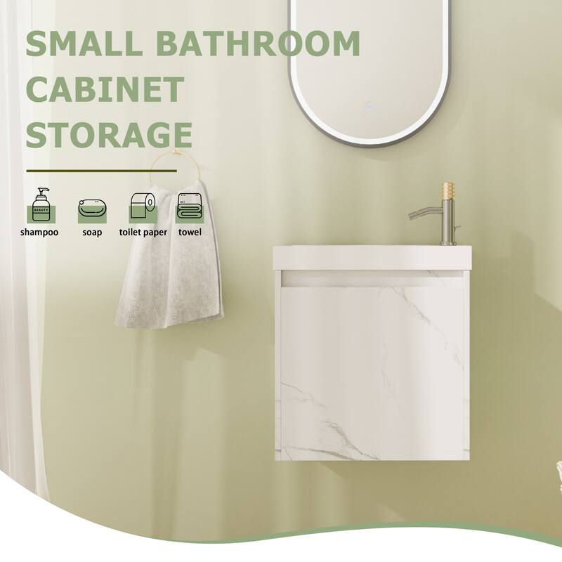 20" Floating Bathroom Vanity with Sink, Mini Wall Mounted Bathroom Vanity with Soft Close Door