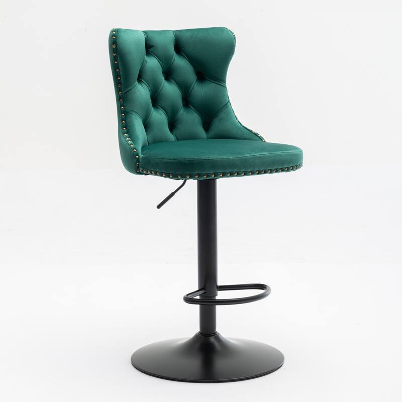 Velvet Upholstered Counter Height Wingback Barstools, Set of 2