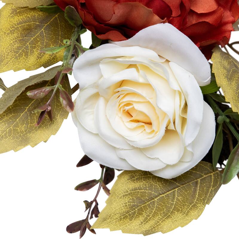 Autumn Harvest Artificial Floral Fall Foliage Twig Wreath with, 21"