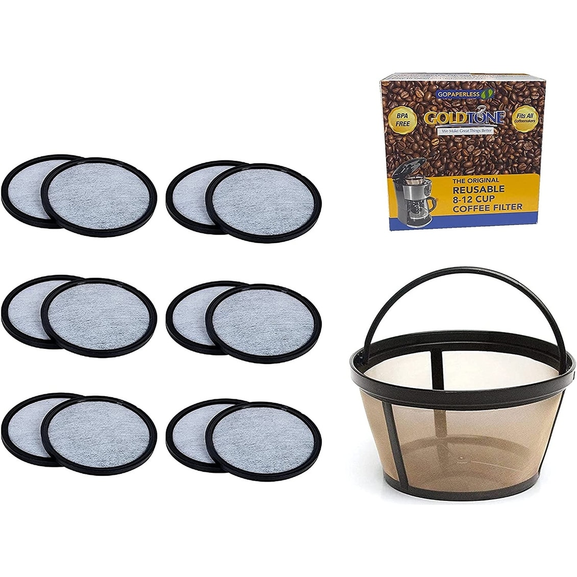 GoldTone Reusable 8-12 Cup Basket Filter fits Black & Decker Coffee  Machines and Brewers. Replaces your Black+Decker Reusable Coffee Filter and  Permanent Black & Decker Coffee Basket Filter (2 PACK) 