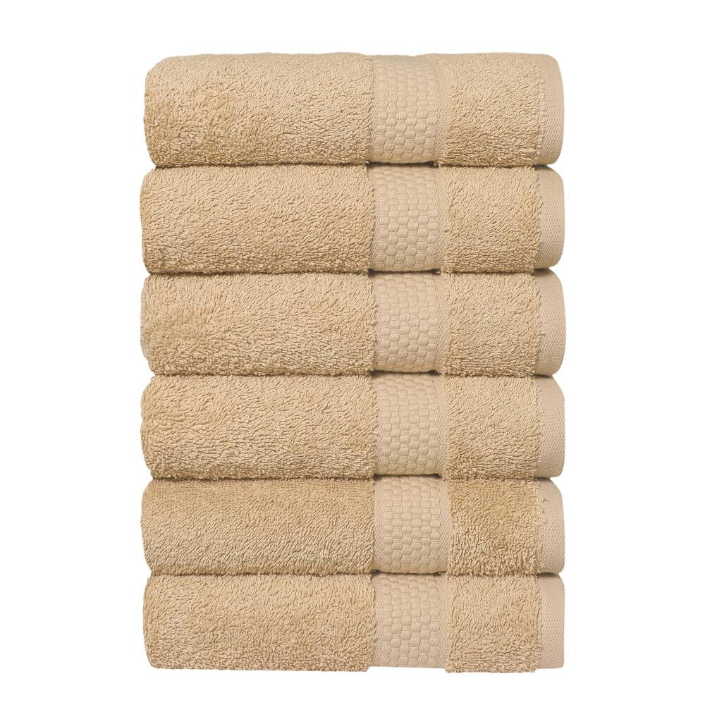 Authentic Hotel and Spa 100% Aeagean Long Staple Turkish Cotton STARLIGHT Terry Hand Towels (Set of 6)