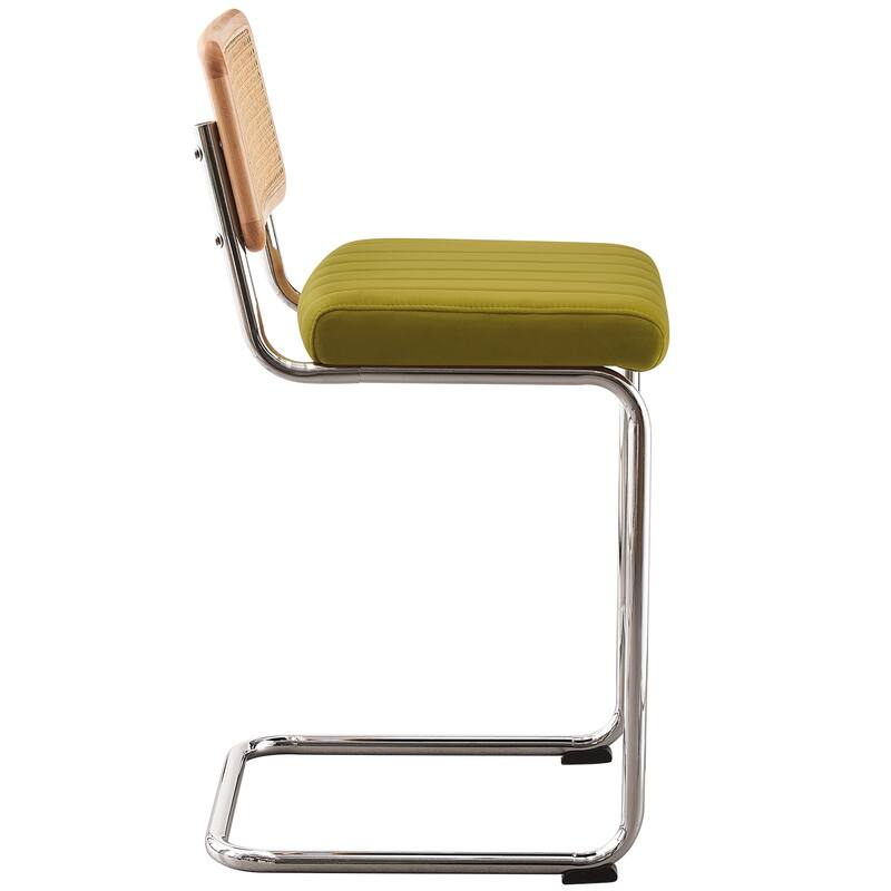 Velvet Upholstered Rattan Counter/Bar Stools, Set of 2/3
