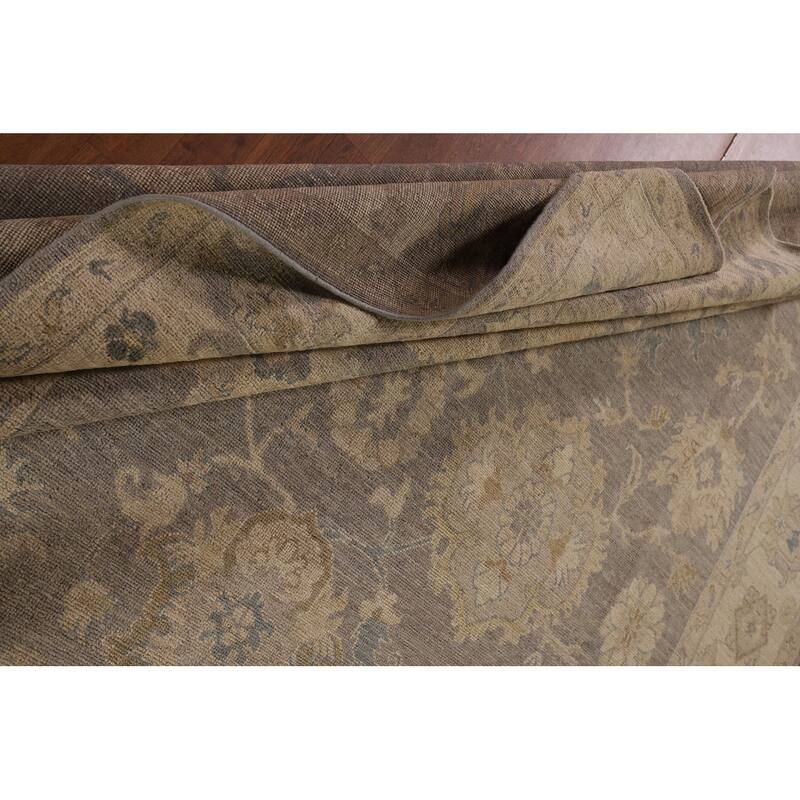 Vegetable Dye Gray Oushak Turkish Area Rug Hand-Knotted Wool Carpet - 9'4" x 12'4"