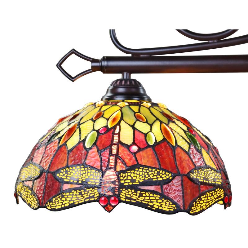 Tiffany Style Dragonfly Design 3-light Linear Island Fixture